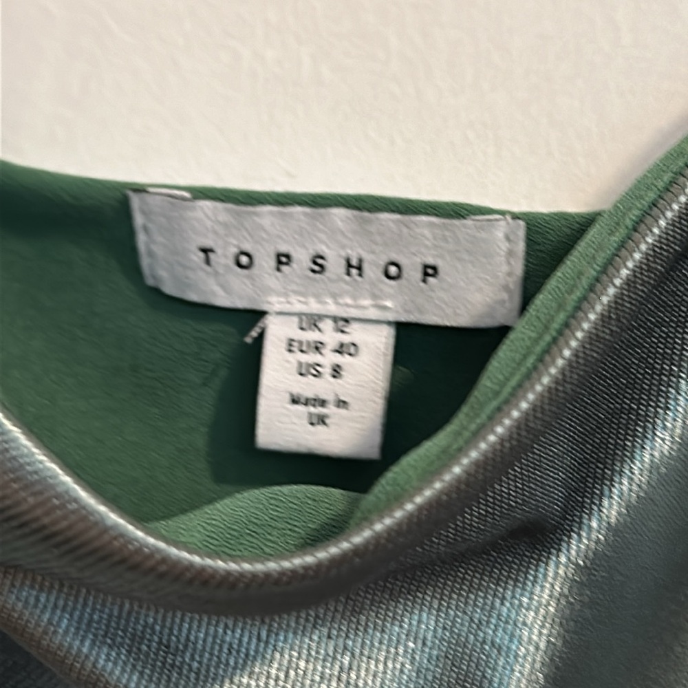 Topshop sage green shimmer mini slip dress - Picture 2 of 6